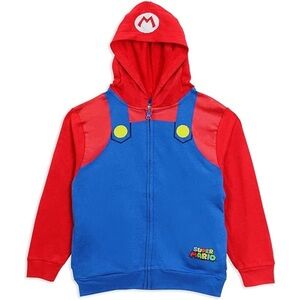 Seven Times Six Super Mario Boy's Long Sleeve Zip Up Hoodie Multicolored Size XS